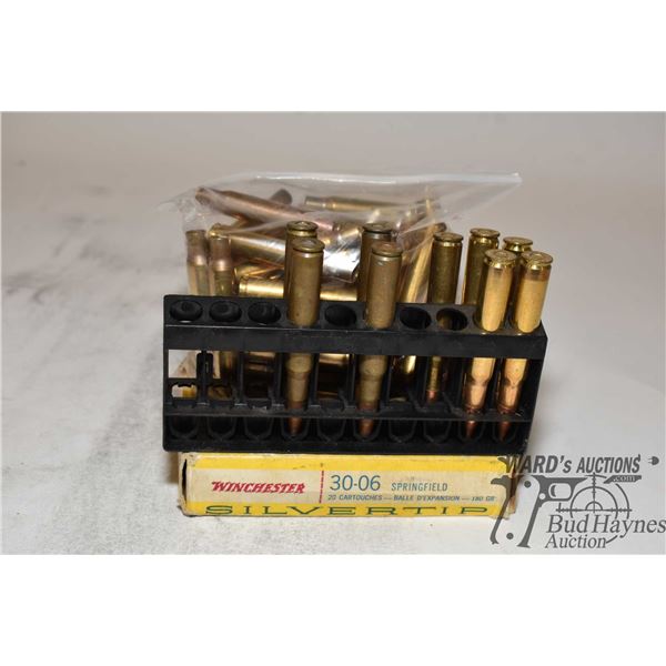Selection of .30-06 including one partial 9 count box of Winchester 180 gr expanding bullet ammo pac