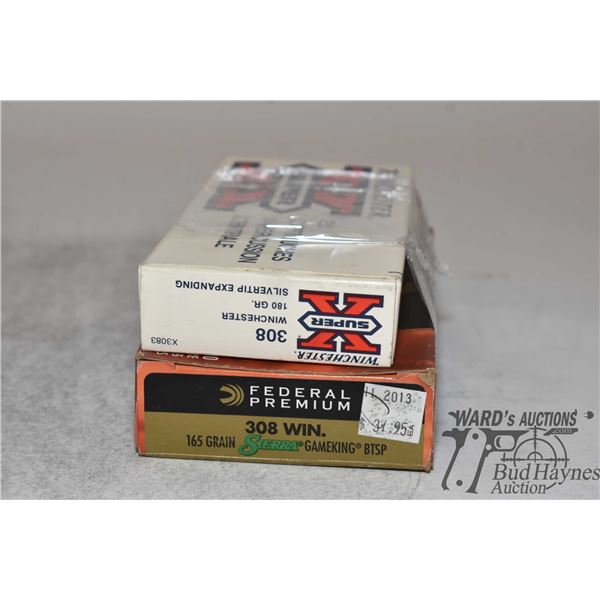 Two partial boxes of .308 win including one 15 count box of Federal 165 gr Gameking BTSP and an 18 c