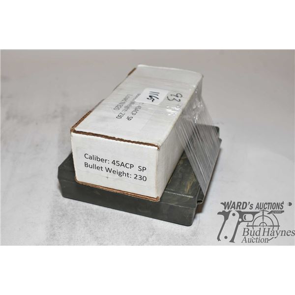 Box w/ 93 .45 ACP 230 gr SP and a palstic ammo box w/ 52 .45 ACP reloads and 12 .40 S&W