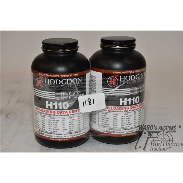 Two full 1 lb containers of Hodgdon H110 pistol powder