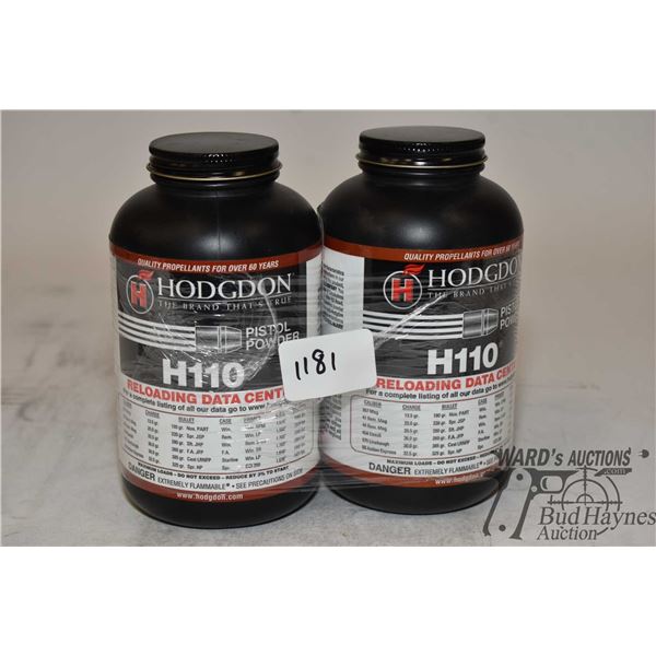 Two full 1 lb containers of Hodgdon H110 pistol powder
