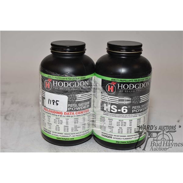 Two full 1lb containers of Hodgdon HS6 pistol-shotgun powder