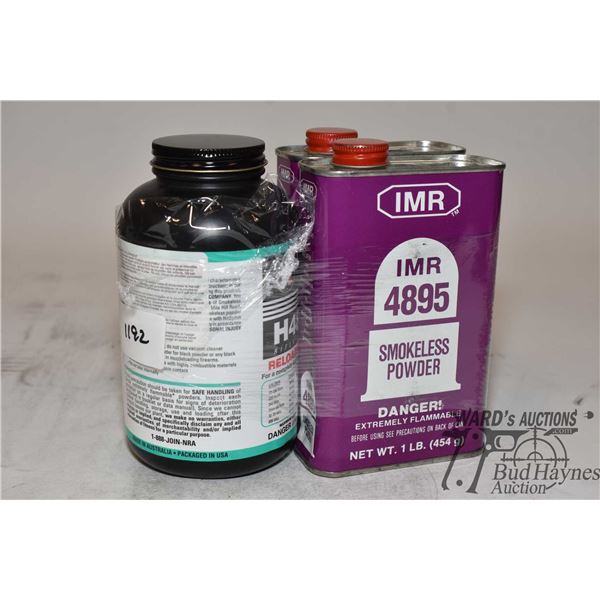 2 lb Containers w/ 1.4 lbs of IMR 4895 powder and a full 1 lb container of Hodgdon H4895 rifle powde