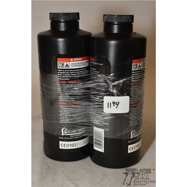 Two ful 1 lb containers of Alliant powder reloader 22