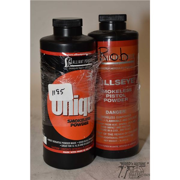 Two partial containers totalling 1.8 lbs of Alliant pistol powder