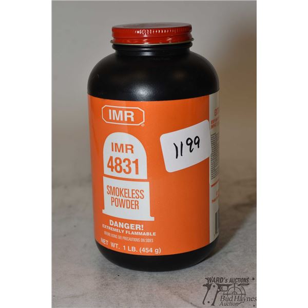 One full 1lb container of IMR 4831 gun powder