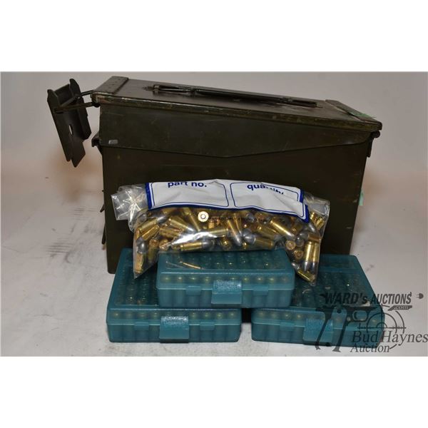 Metal ammo box w/ approx. 400 rounds of 9mm reloads w/ mixed lead and jacketed bullets