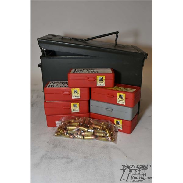 Meral ammo box w/ approx. 400 rounds of 9mm jacketed reloads, mostly hollow point