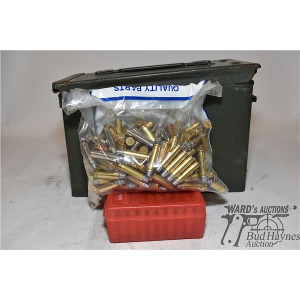 Metal ammo box w/ 350 rounds of .357 mag reloads, lead flat nose