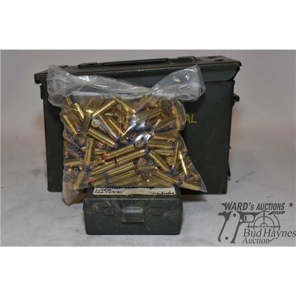 Metal ammo box w/ 395 rounds of .357 mag reloads mixed jacketedhollow points and flat nose