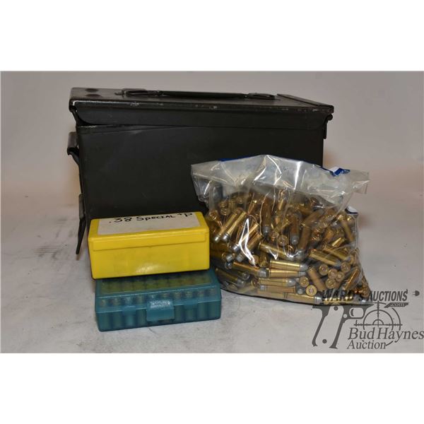 Metal ammo box w/ approx. 440 rounds of .38 SPL mix lead bullets