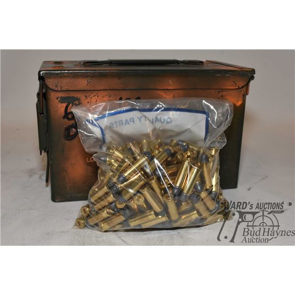 Metal ammo box w/ 200 rounds of .44 rem mag reloads lead flat nose