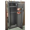 Image 2 : Metal eight gun locker w/ dual locks measuring 55" H x 21" W x 10" D. Has keys