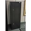 Image 1 : Homak eight gun metal locker w/ duel locks and ammo shelf measuring 53" H x 19" W x 10" D. Has keys