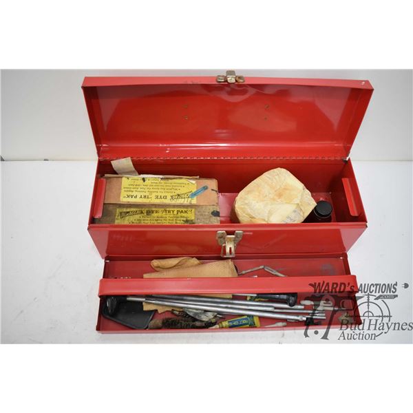 Selection of cleaning supplies including multi caliber cleaning kits, Acraglas gel, bore snake, etc.