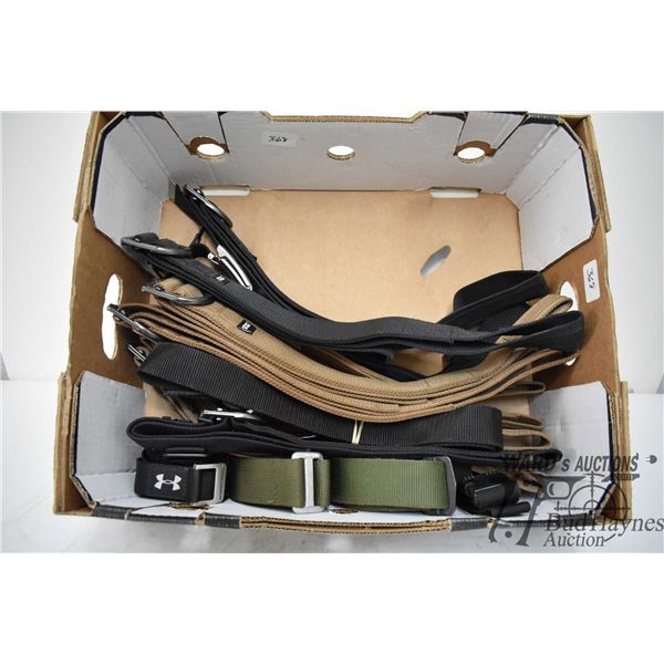 Twelve webbed tactical belts including 8 sog, 1 Ford and 3 unmarked. All apear new