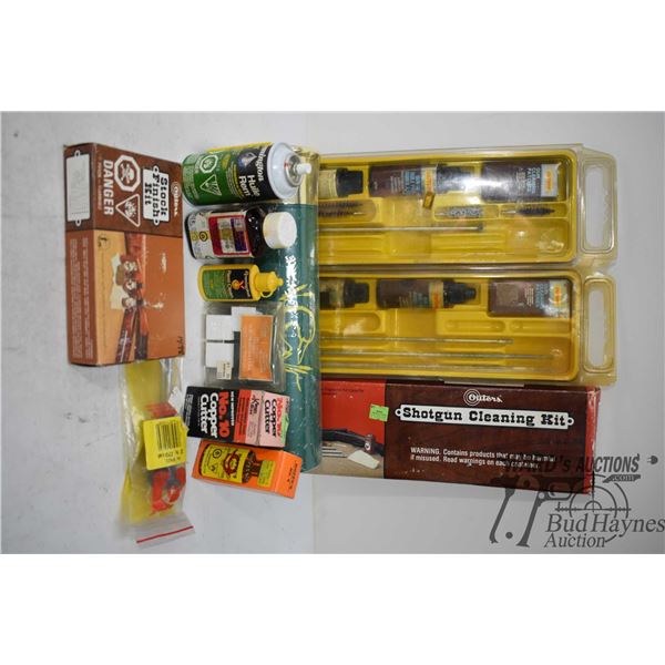 Three Outers cleaning kits, Outers stock finishing kit, Duck Unlimited cleaning kit and assorted oil
