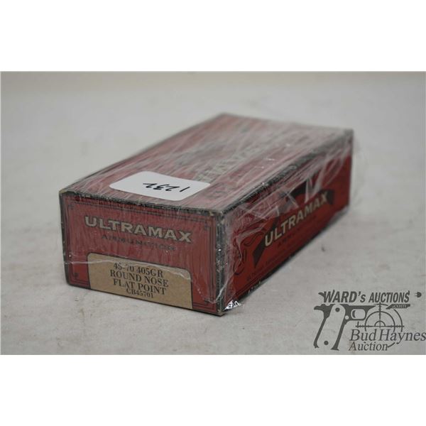 Vintage ammo box w/ 20 rounds of .45-70 gov reloads lead flat nose