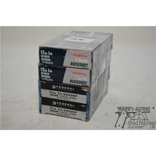 Four full 5 count boxes of Federal 12 GA 3" magnum 00 Buckshot