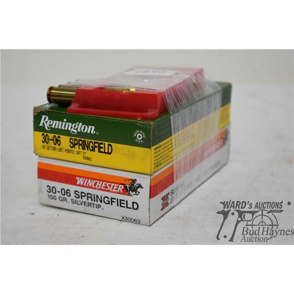 Two full 20 count boxes of .30-06 ammo including one Winchester 150 gr silvertip plus four extra, an