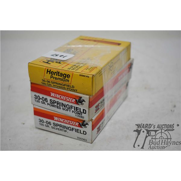 Two full 20 count boxes and an 11 count box of .30-06 reloads