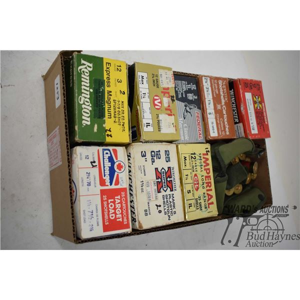 Selection of 12 GA ammo including one full 25 count box of Winchester 2 3/4" #6, one full 20 count b