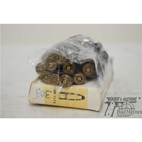 One full 20 count box PRVI Partizan .303 brit, plus 26 assorted .303 brit factory and reloads