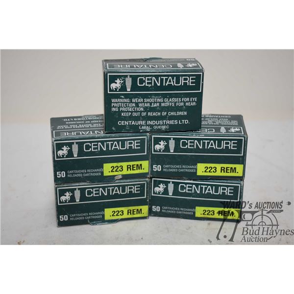 Five full 50 count boxes Centaure .223 rem ammo