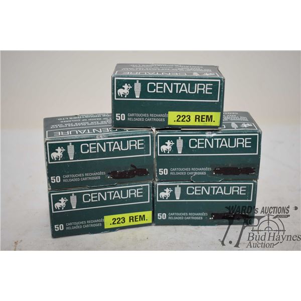 Five full 50 count boxes Centaure .223 rem ammo