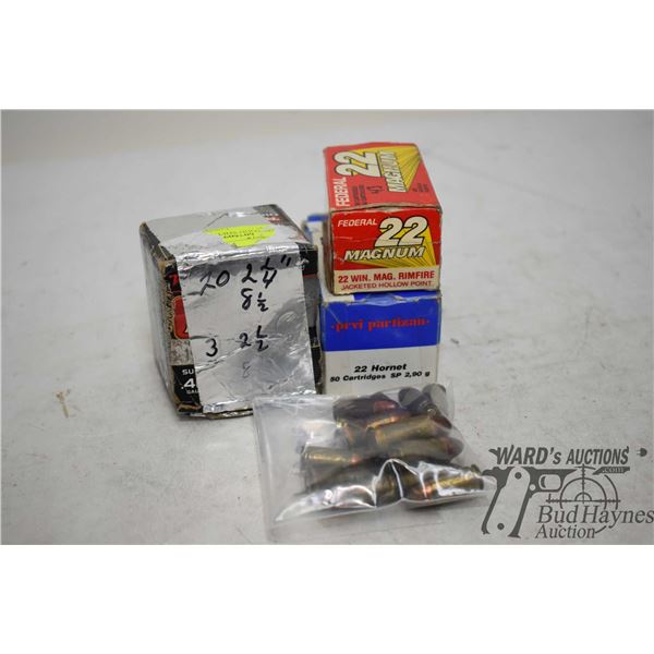Selection of misc. ammo including partial 43 count box Federal .22 magnum, partial 25 count box Pro 