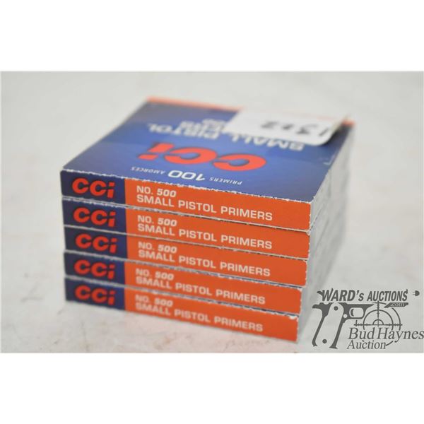 Five full 100 count packs of CCI No. 500 small piston primers