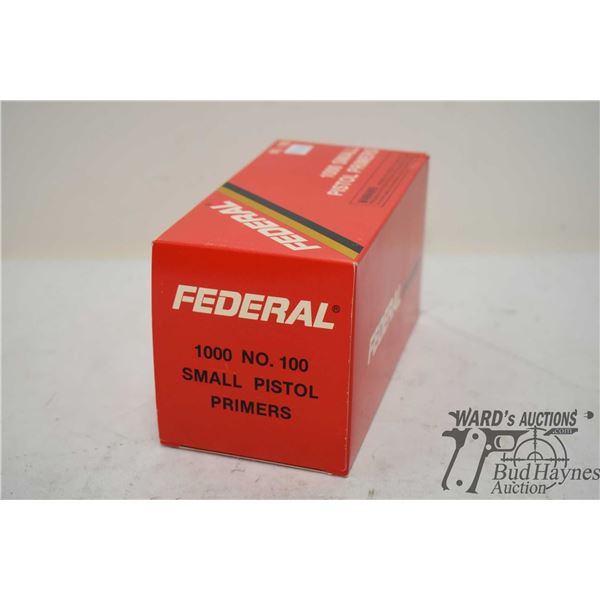 One full 1000 count box of Federal No. 100 small piston primers