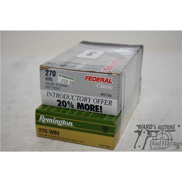 Selection of .270 ammo including one full 24 count box Federal 130 gr soft point and one 17 count bo