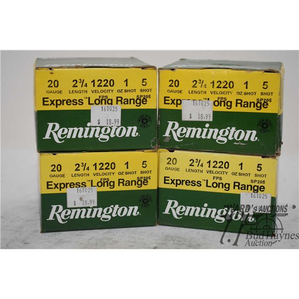 Four full 25 count boxes Remington 20 GA 2 3/4" #5 Express long range