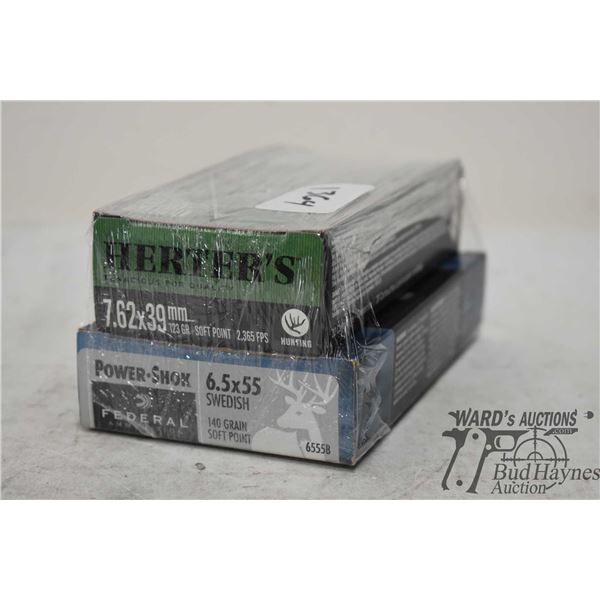 One partial 18 count box Federal powershok 6.5 x 55 140 gr soft point and a full 20 count box Herter
