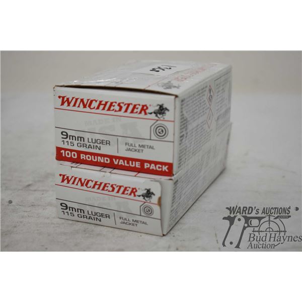 One full 50 count box and one full 100 count box Winchester 9mm luger 115 gr FMJ