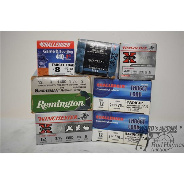Selection of shotgun ammo including one full 25 count box Winchester .410 GA 2 1/2" #6, one full 25 