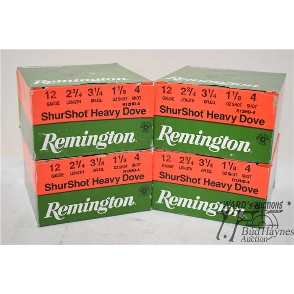 Four full 25 count boxes Remington shurshot heavy dove 12 GA 2 3/4" #4