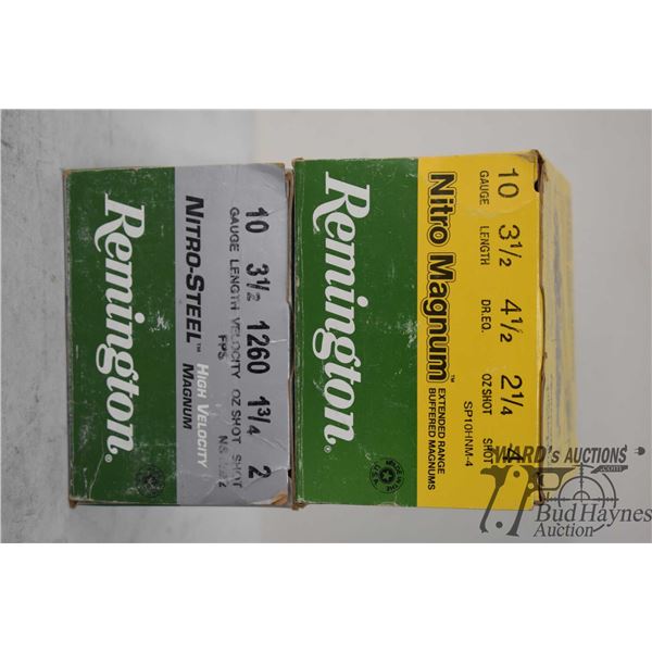 Two full 25 count boxes Remington 10 GA 3 1/2" including one Nitro Steel #2 and one Nitro Magnum #4