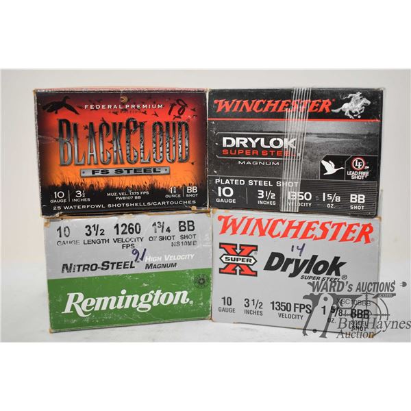 One full 25 count box Winchester Drylok 10 GA 3 1/2" BB, one partial 18 count box Federal black clou