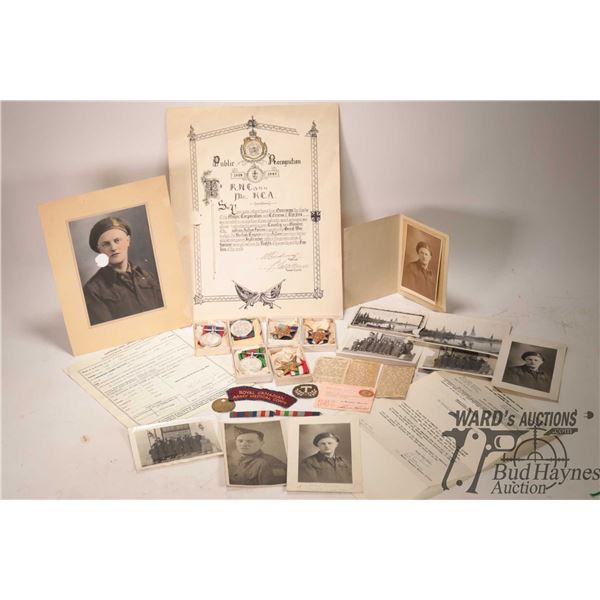 Six WWII replacement medals including 1939-1945 war medal, Canadian Volunteer Service medal. The Def