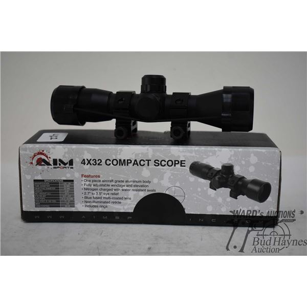 Aim sports 4x32 compact scope w/ rings and lens cover and original box