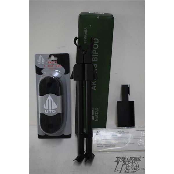 NcStar - AK/SKS bipod new in original box, new in package 1" butt pad for sks buttstock and new in p