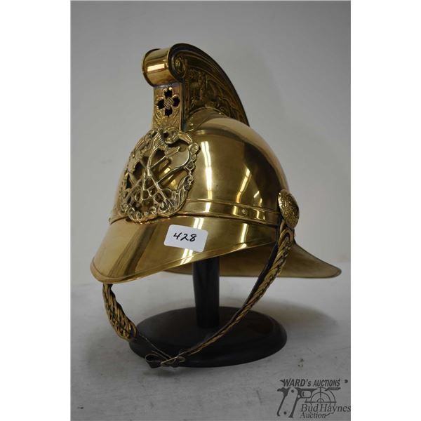 Replica Victorian firemans helmet w/ stand