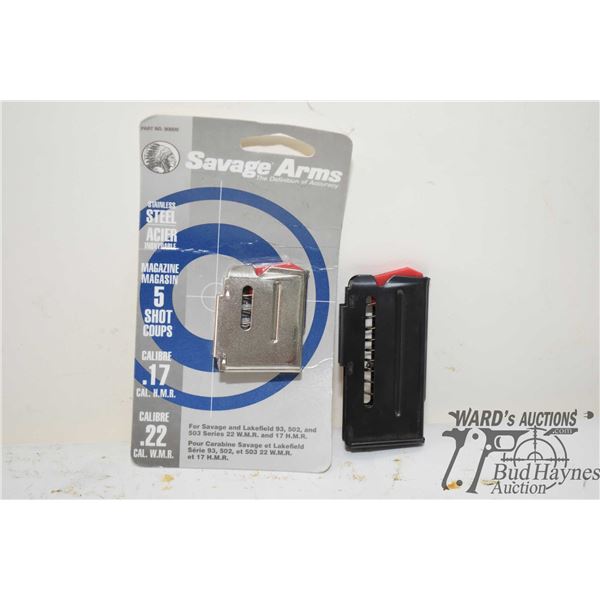 Two savage 93 .22 WMR/17 HMR mags including one 5 round and one 10 round