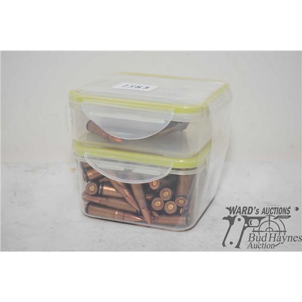 Two plastic containers w/ 100 total 7.62x39 corrosive military rounds
