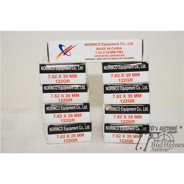Eight full 20 count boxes Norma 7.62x39 122 gr FMJ