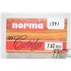 Image 1 : One full 20 count box Norma 7.62 Russian 180 gr soft point