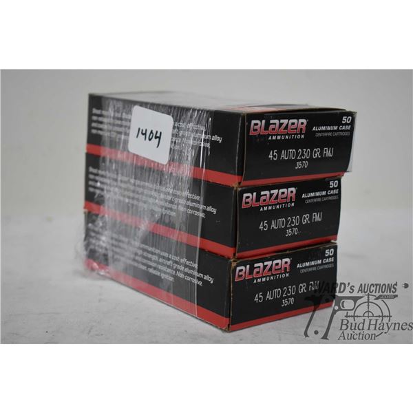 Three full 50 count boxes Blazer aluiminum case .45 auto 230 gr FMJ
