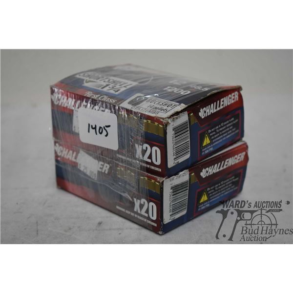 One full 20 count box and one partial 13 count box Challenger 12 GA 48.5mm 14 pellet buck shot